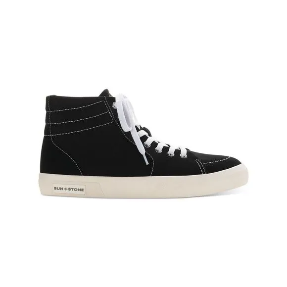 SUN STONE Mens Black Cushioned Jett Round Toe Lace-Up Sneakers Shoes 9.5 M