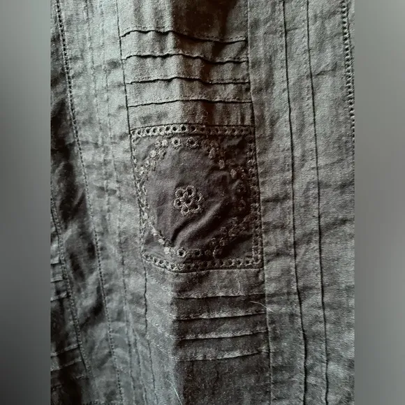 Sundance Embroidered Dress in Black Ramie Size 6