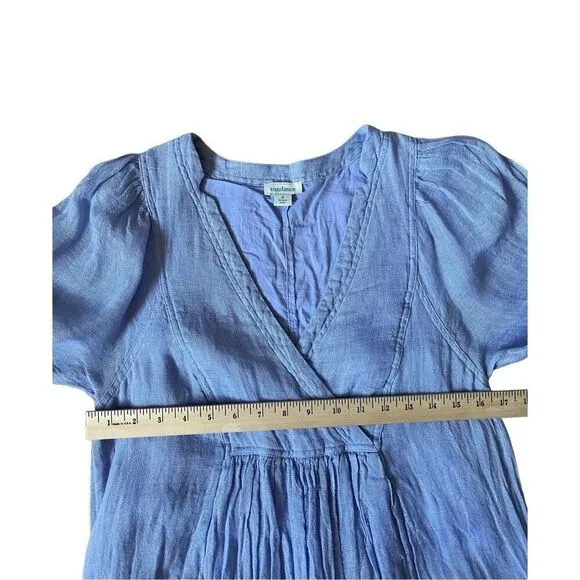 Sundance Linen Knee Length Dress size S Blue