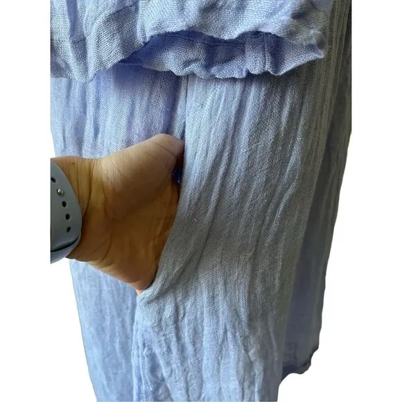 Sundance Linen Knee Length Dress size S Blue