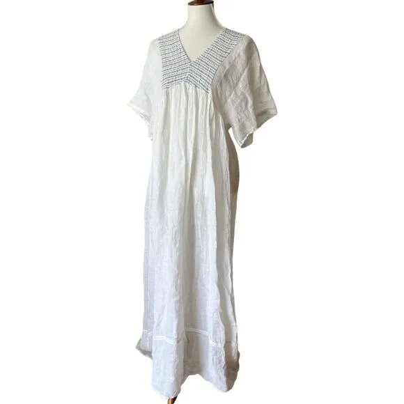 Sunday Saint Tropez Dress Maxi 100% Linen Long Cover-up Luxury One Size Italy