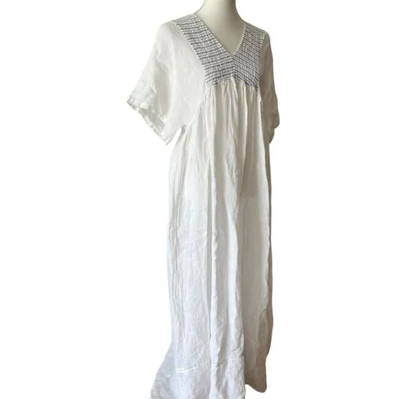 Sunday Saint Tropez Dress Maxi 100% Linen Long Cover-up Luxury One Size Italy