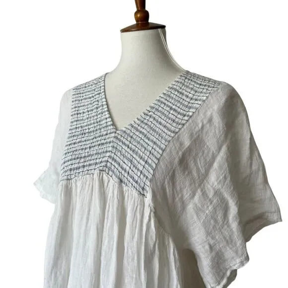 Sunday Saint Tropez Dress Maxi 100% Linen Long Cover-up Luxury One Size Italy