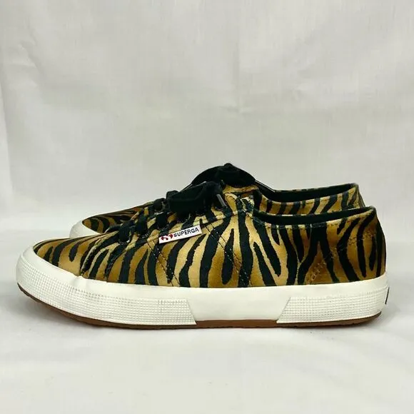 Superga Velvet Zebra Sneakers 2750 Sz 9.5 Tennis Shoes Joggers Gym Shoes Animal