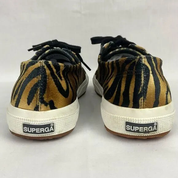 Superga Velvet Zebra Sneakers 2750 Sz 9.5 Tennis Shoes Joggers Gym Shoes Animal