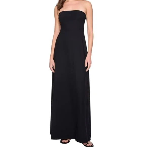 Susanna Monaco Tube Flare Maxi Dress Black Minimalist New No Tag Large