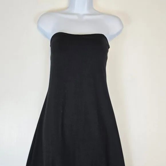 Susanna Monaco Tube Flare Maxi Dress Black Minimalist New No Tag Large