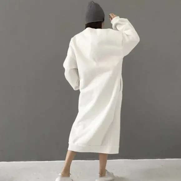 Sweater dress cotton sweatshirt white minimalist pullover Korean Fashion Womens