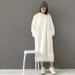 Sweater dress cotton sweatshirt white minimalist pullover Korean Fashion Womens