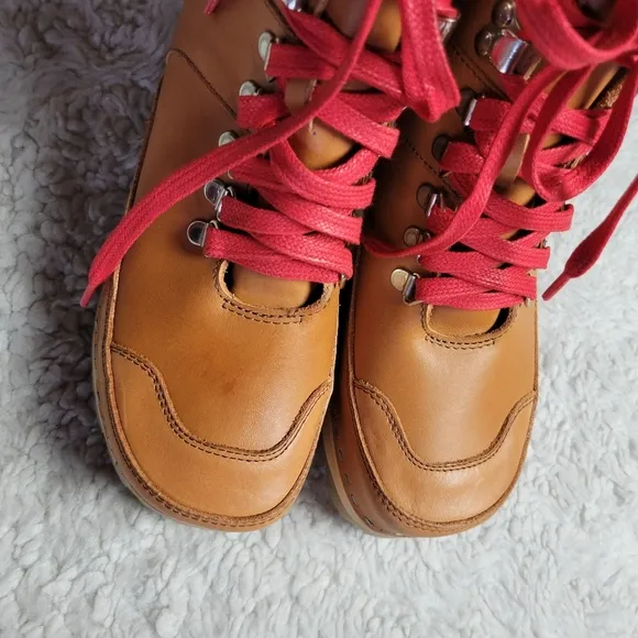 Swedish Hasbeens Trail Boots Women's 38 / 8 Brown Red Lace Up Leather