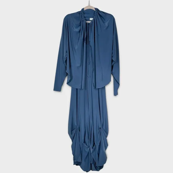 Sympli Bubble Hem Pleated Maxi Dress 10 Set Top Lagenlook Minimalist Neutral