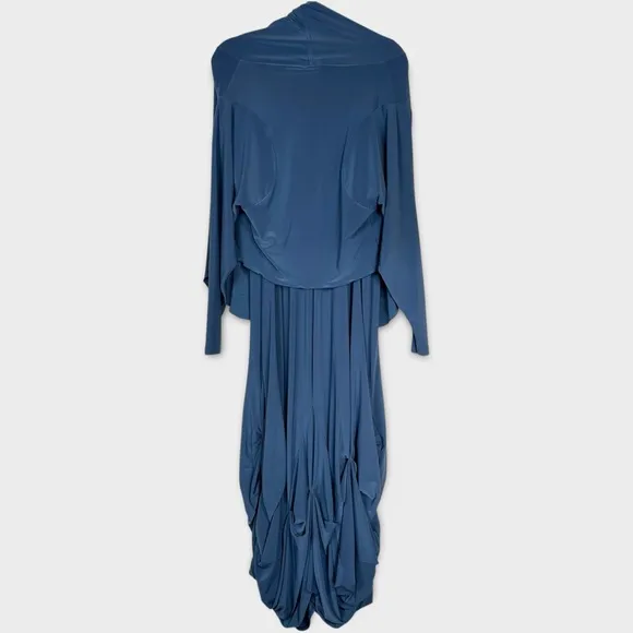 Sympli Bubble Hem Pleated Maxi Dress 10 Set Top Lagenlook Minimalist Neutral