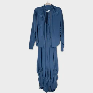 Sympli Bubble Hem Pleated Maxi Dress 10 Set Top Lagenlook Minimalist Neutral