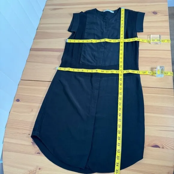 T Alexander Wang Black 100% Silk Shirt Dress Sheer Panel Goth Minimalist S