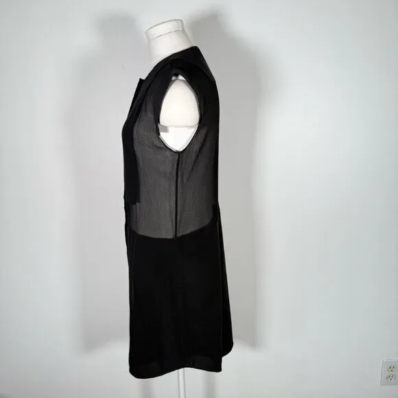 T Alexander Wang Black 100% Silk Shirt Dress Sheer Panel Goth Minimalist S