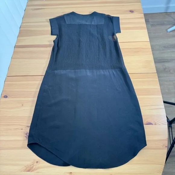 T Alexander Wang Black 100% Silk Shirt Dress Sheer Panel Goth Minimalist S