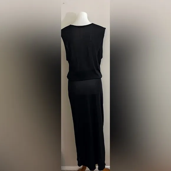 T Alexander Wang Wrap Dress Black Sheer Sleeveless Maxi Dress Quiet Luxury