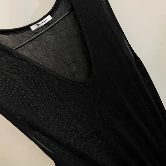 T Alexander Wang Wrap Dress Black Sheer Sleeveless Maxi Dress Quiet Luxury