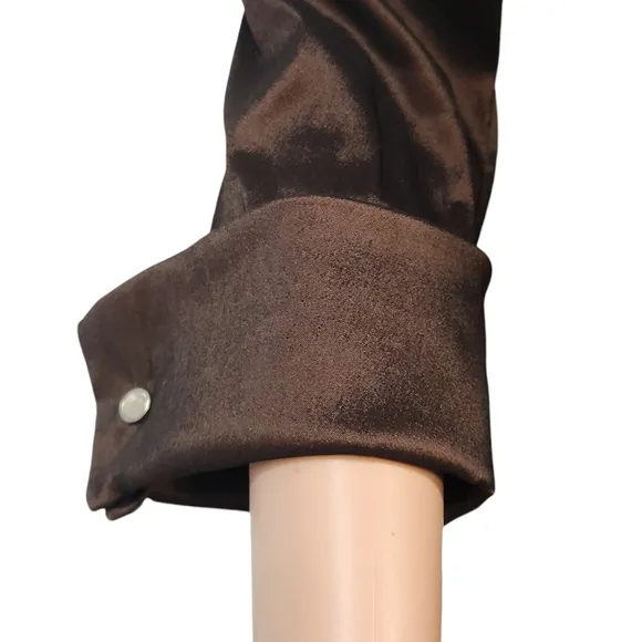 Tadashi Brown Satin Long Formal Modest Luxury Dress Sz 8