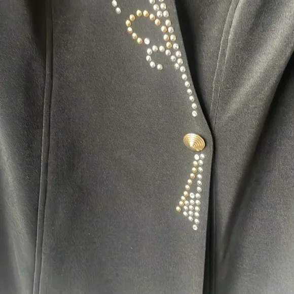 Tadashi jacket size Medium luxury black gold studded blazer dress
