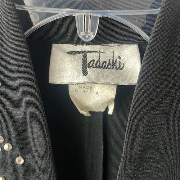 Tadashi jacket size Medium luxury black gold studded blazer dress