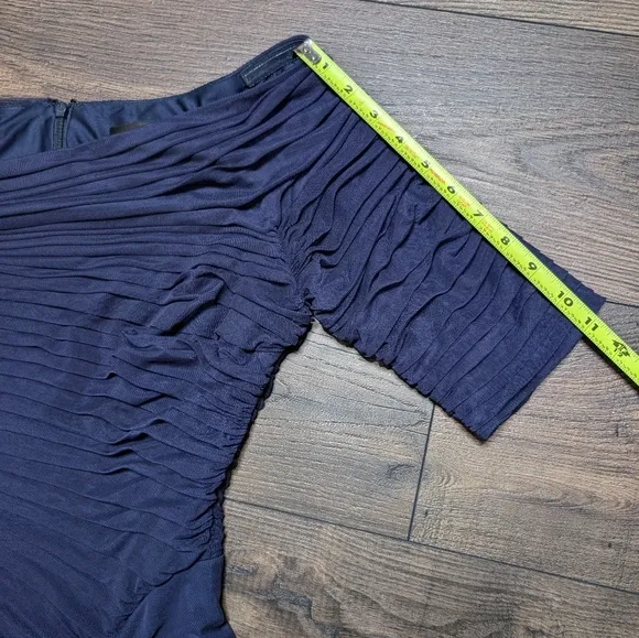 Tadashi Shoji Asymmetrical Ruched Navy Blue Maxi Dress Size‎ Small
