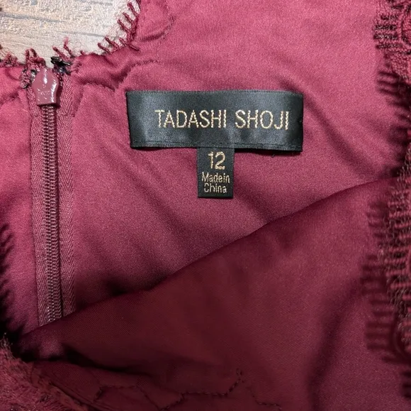Tadashi Shoji Maroon Lace Knee‎ Length Dress Size 12