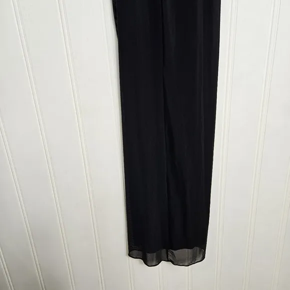 Tadashi Shoji Maxi Dress Womens Size L Black Halter Neck Open Back Front Ruched