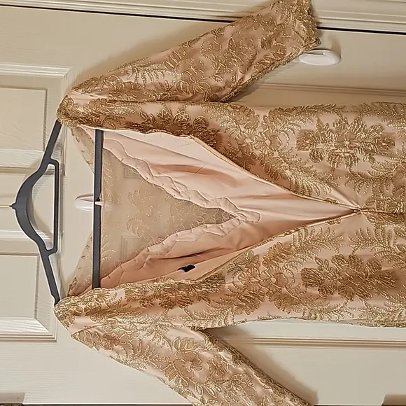 Tadashi Shoji Zuri Vintage Gold Dress Elegant Wear Luxury Wedding Preppy