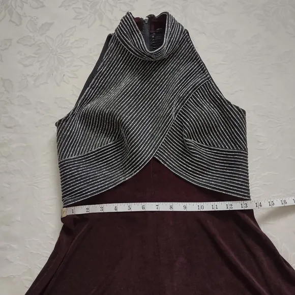 Tadashi vintage halter high neck lurex top flare skirt cocktail dress