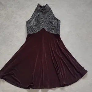 Tadashi vintage halter high neck lurex top flare skirt cocktail dress