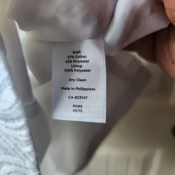 Talbots Dress Womens 16 White Jacquard Sheath Sleeveless Knee Length