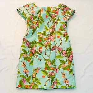 Talbots floral dress Womens Size 6 blue pink sheath wedding shower luxury