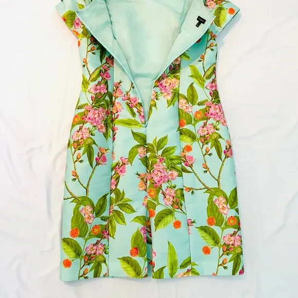 Talbots floral dress Womens Size 6 blue pink sheath wedding shower luxury