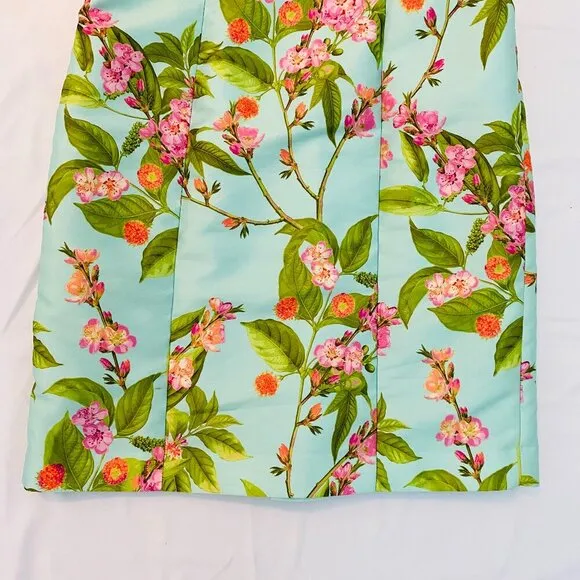 Talbots floral dress Womens Size 6 blue pink sheath wedding shower luxury