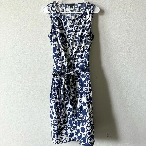 Talbots Nautical Minimalist Boho 100% Cotton Belted Preppy Midi Shirt Dress 6