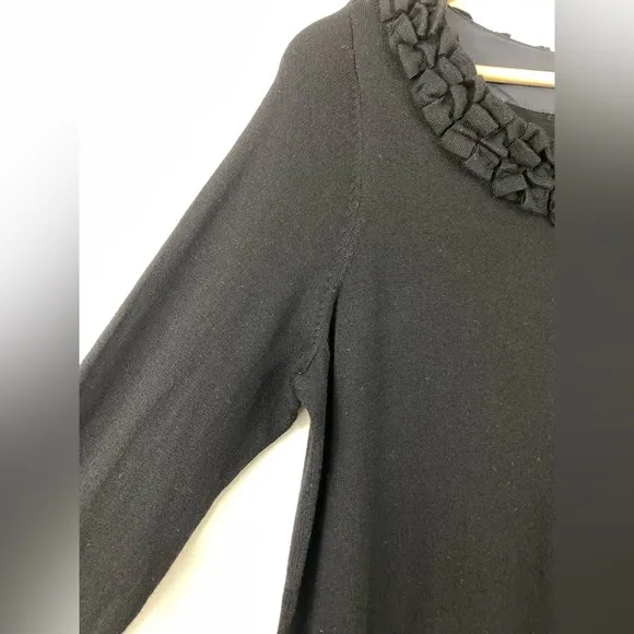 Talbots Plus Size 1X Black Italian Merino Wool Sweater Dress Classic Minimalist