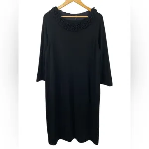 Talbots Plus Size 1X Black Italian Merino Wool Sweater Dress Classic Minimalist
