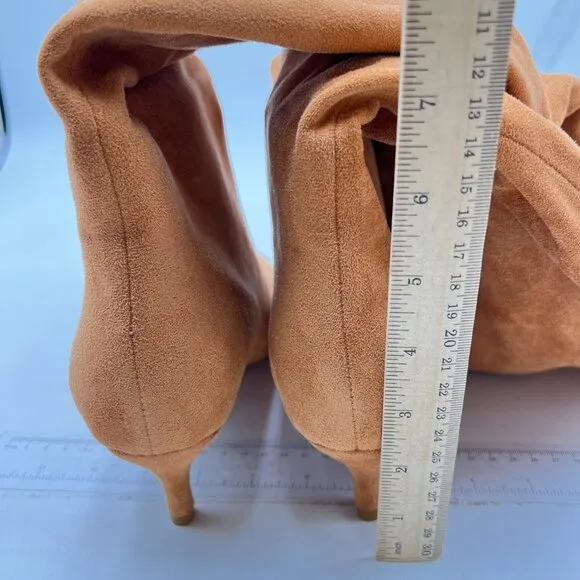 Tan Women Square Toe Knee High Boots Kitten Heel Long Boot Shoes For Daily Party