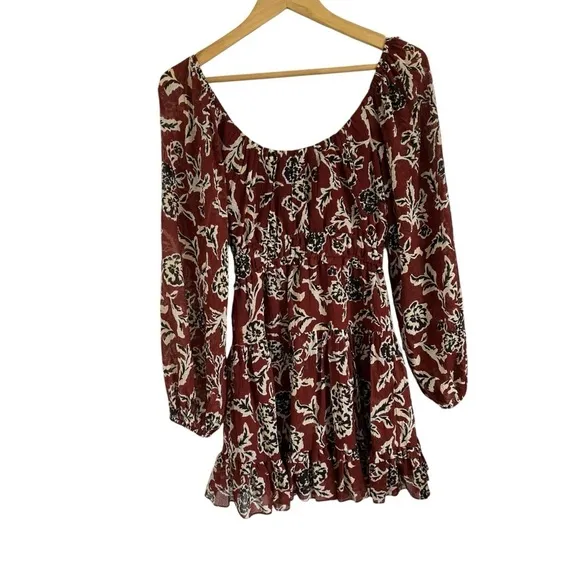 TANYA TAYLOR Edita Crinkled Puff-Sleeve Tiered Mini Dress
