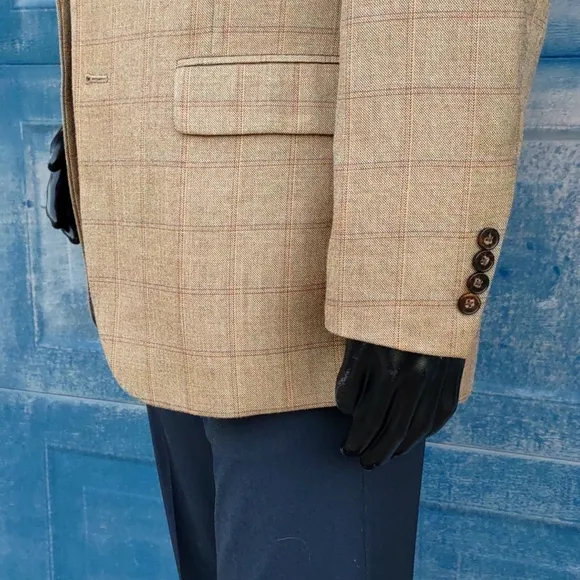 TASSO ELBA MEN'S LUXURY SILK/PURE WOOL BLEND WINDOWPAINE BLAZER