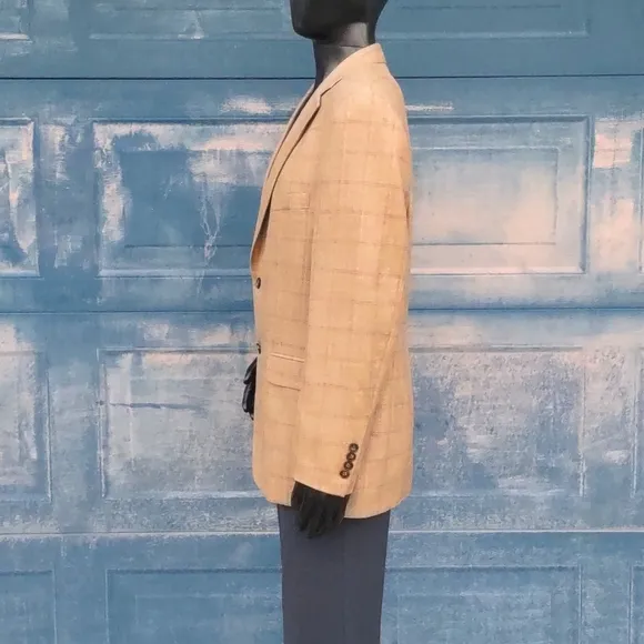 TASSO ELBA MEN'S LUXURY SILK/PURE WOOL BLEND WINDOWPAINE BLAZER