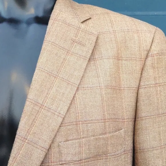 TASSO ELBA MEN'S LUXURY SILK/PURE WOOL BLEND WINDOWPAINE BLAZER