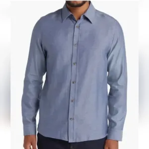 Ted Baker 7 London Dress Shirt Button Down Flip Cuffs Blue Slim Men XL 2X 50&quot;