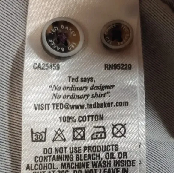 Ted Baker 7 London Dress Shirt Button Down Flip Cuffs Blue Slim Men XL 2X 50&quot;