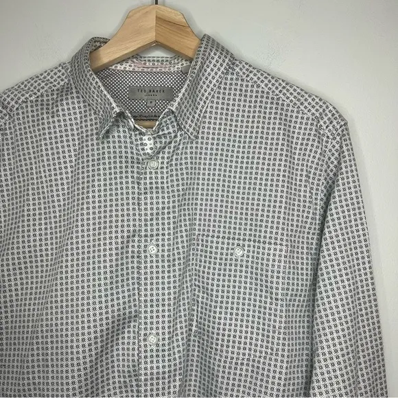 Ted Baker Blue Flower Pattern Dress Shirt 2XL