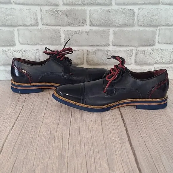 Ted Baker London Braythe 2 Derby Shoes Navy Blue Leather Cap Toe 10 Quiet Luxury