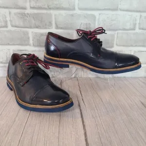 Ted Baker London Braythe 2 Derby Shoes Navy Blue Leather Cap Toe 10 Quiet Luxury