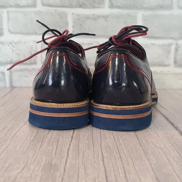 Ted Baker London Braythe 2 Derby Shoes Navy Blue Leather Cap Toe 10 Quiet Luxury