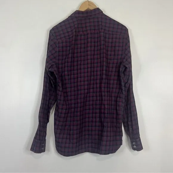 Ted Baker Red/Navy Checkered Dress Shirt Large 4
